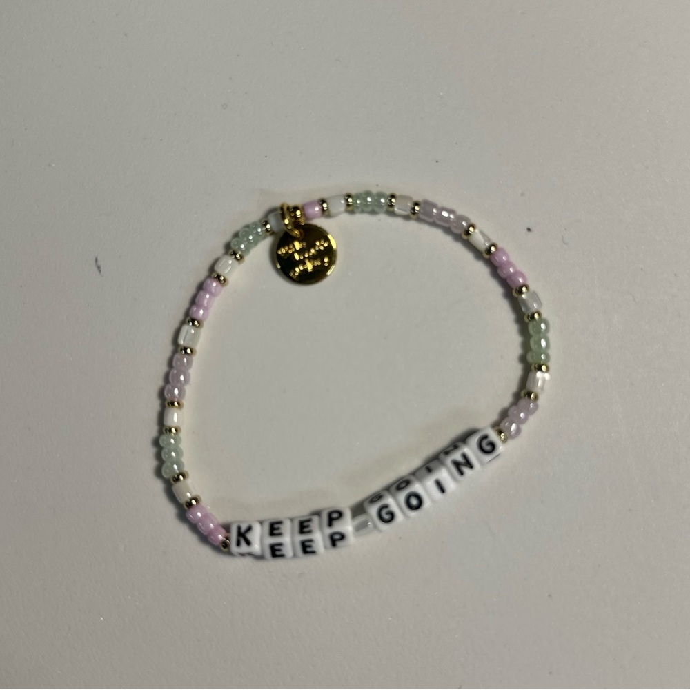 Little Words Project Original Pastel Beaded  Bracelet KEEP GOING new Size SM